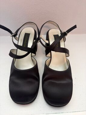 Unlisted Black Square-Toe Strappy Low Heels